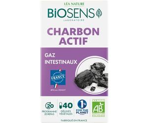 Léa Nature BIOSENS - Complément alimentaire Charbon Actif Bio, Soulagement des Gaz Intestinaux, Boîte 40 gélules