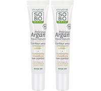 Léa Nature So Bio Étic Contour Yeux Défroissant Lumière ¿ Précieux Argan Peaux Matures Lisse & Illumine Huile D¿Argan Collagène Végétal 99% D'origine Naturelle Made In France Lot De 2x15 M