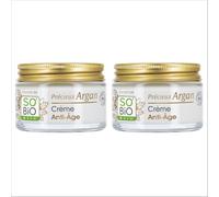 LÉA NATURE SO’BiO étic Crème Anti-Âge Jour Argan - Rides, fermeté, éclat. Argan bio & acide hyaluronique. 99% naturel, Made in France. LOT DE 2 x 50 ml.
