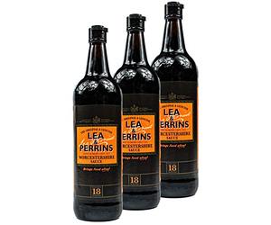 Lea & Perrins - Lot de 3 sauces Worcestershire originales dans une bouteille en verre de 568 ml (sauce assaisonnement) - Sauce Worcester traditionnelle anglaise Worcester