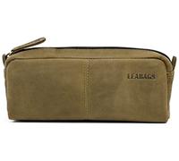 LEABAGS Étui à Crayons en Cuir | Grand étui à stylos en Cuir véritable | Trousse à Crayons pour Le Travail, l'université et l'école | Étui à Crayons | Étui à stylos | Étui en Cuir | Vert Naturel