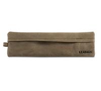 LEABAGS Étui à Crayons en Cuir Véritable | Trousse pour Travail, Université et École | Vintage | Taille S | Vert Naturel