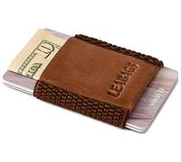 LEABAGS Étui pour Cartes en Cuir pour Homme - Étui pour Cartes de crédit - Porte-Cartes avec Bande élastique - Petit Compartiment à Monnaie - 10 Compartiments pour Cartes - Étui pour Cartes de Visite