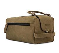 LEABAGS Grand Sac de Toilette en Cuir Premium pour Hommes | Trousse de Toilette à Suspendre spacieuse | Trousse de Maquillage, de Surveillance et de beauté | Vert Naturel