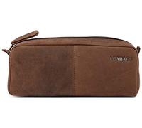 LEABAGS Grande Trousse en Cuir | Porte-Stylo Porte-Bagages pour Homme | Université école de Travail | Trousse à Sac | Étui en Cuir véritable, Marron foncé, Taille Unique