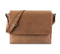 LEABAGS Sac à bandoulière en cuir pour hommes et femmes | Sac pour ordinateur portable jusqu'à 15 pouces | Sangle d'épaule | Sac messager | Sac de travail | Sac d'enseignant | Naturel brun moyen