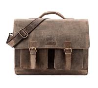 LEABAGS Sac à bandoulière pour hommes et femmes | Sac ordinateur portable en cuir véritable 15 pouces | Sac avec sangle d'épaule | Sac messager | Sac de travail | Sac d'enseignant | Vintage gris-brun