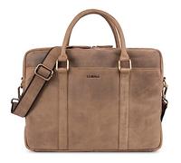 LEABAGS Sac à bandoulière pour hommes et femmes | Sac ordinateur portable en cuir véritable 16 pouces | Sac avec sangle d'épaule | Sac messager | Sac de travail | Sac d'enseignant | Naturel brun moyen
