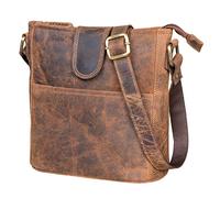 LEABAGS Sac à Main Cuir Femmes | Sac Bandoulière en Cuir Véritable | Qualité Supérieure | Sac à Épaule pour Travail, Université, École et Loisirs | Taille L (31 x 23 x 6 cm) | Vintage marron foncé