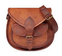 LEABAGS Sac à main en cuir femmes | Sac bandoulière cuir véritable de qualité supérieure | Sac à épaule | Sac de transport pour travail, université, école et loisirs | L (28 x 23 x 8 cm) | Cognac