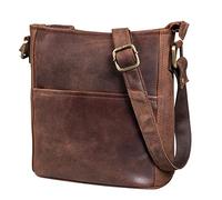 LEABAGS Sac à Main en Cuir pour Femmes | Sac Bandoulière en Cuir Véritable de Qualité Supérieure | Taille M (24 x 23 x 6 cm) | Nut