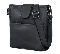 LEABAGS Sac à Main en Cuir pour Femmes | Sac Bandoulière en Cuir Véritable | Qualité Supérieure | Sac à Épaule pour Travail, Université, École et Loisirs | Taille L (31 x 23 x 6 cm) | Nature Noir