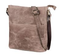 LEABAGS Sac à Main en Cuir pour Femmes | Sac Bandoulière en Cuir Véritable | Qualité Supérieure | Taille M (24 x 23 x 6 cm) | Vintage Gris-Brun