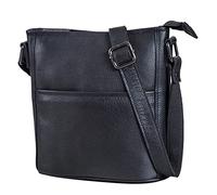 LEABAGS Sac à Main en Cuir pour Femmes | Sac Bandoulière en Cuir Véritable | Qualité Supérieure | Taille M (24 x 23 x 6 cm) | Nappa Noir
