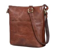 LEABAGS Sac à Main en Cuir pour Femmes | Sac Bandoulière en Cuir Véritable | Qualité Supérieure | Taille M (24 x 23 x 6 cm) | Cognac Vintage