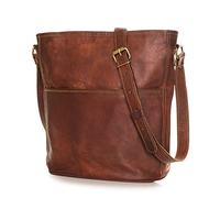 LEABAGS Sac à main femmes | Sac bandoulière en cuir véritable de qualité supérieure | Sac à épaule | Sac de transport pour travail, université, école et loisirs | L (31 x 23 x 6 cm) | Cognac vintage