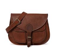 LEABAGS Sac à main pour femmes | Sac bandoulière en cuir véritable de qualité supérieure | Sac à épaule | Sac de transport pour travail, université, école et loisirs | 32 x 27 x 10 cm | Cognac vintage
