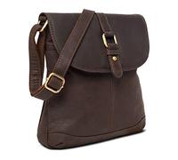 LEABAGS Sac à main pour femmes | Sac bandoulière en cuir véritable de qualité supérieure | Sac à épaule | Sac de transport pour travail, université, école, loisirs | 27 x 23 x 6cm | Naturel brun