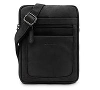 LEABAGS Sac bandoulière en cuir pour hommes et femmes | Sac messager avec bandoulière | Sac à bandoulière | Sac de travail | Sac de transport | Sac à main | Cuir véritable | Noir naturel