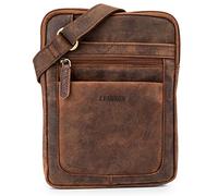 LEABAGS Sac bandoulière en Cuir pour Hommes et Femmes | Sac Messager avec bandoulière | Sac à bandoulière | Sac de Travail | Sac de Transport | Sac à Main | Cuir véritable | Rouge Brun Vintage