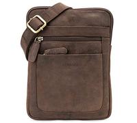 LEABAGS Sac bandoulière en cuir pour hommes et femmes | Sac messager avec bandoulière | Sac à bandoulière | Sac de travail | Sac de transport | Sac à main | Cuir véritable | Naturel brun foncé
