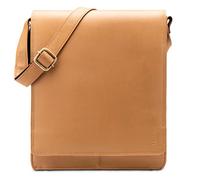 LEABAGS Sac bandoulière pour hommes et femmes | Sac ordinateur portable en cuir véritable 13" | Sac messager avec bandoulière | Sac à main | Sac de travail | Sac de transport | Beige