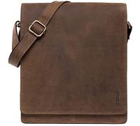 LEABAGS Sac bandoulière pour hommes et femmes | Sac ordinateur portable en cuir véritable 13" | Sac messager avec bandoulière | Sac à main | Sac de travail | Sac de transport | Naturel marron moyen
