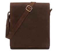 LEABAGS Sac bandoulière pour hommes et femmes | Sac ordinateur portable en cuir véritable 13" | Sac messager avec bandoulière | Sac à main | Sac de travail | Sac de transport | Naturel brun foncé