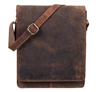 LEABAGS Sac bandoulière pour hommes et femmes | Sac ordinateur portable en cuir véritable 13" | Sac messager avec bandoulière | Sac à main | Sac de travail | Sac de transport | Vintage marron foncé