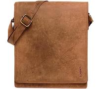 LEABAGS Sac bandoulière pour hommes et femmes | Sac ordinateur portable en cuir véritable 13" | Sac messager avec bandoulière | Sac à main | Sac de travail | Sac de transport | Naturel brun clair