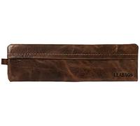 LEABAGS Trousse en Cuir véritable pour Travail, université, école, Trousse à Crayons, étui en Cuir, Taille S & L, Vintage Cognac, L, Décontracté