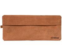 LEABAGS Trousse en Cuir véritable pour Travail, université, école, Trousse à Crayons, étui en Cuir, Taille S & L, Marron Vintage - Daim, Fort Vaux (Large), Fort Vaux