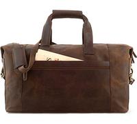 LEABAGS Weekender en Cuir pour Femmes et Hommes | Sac de Voyage en Cuir véritable Haut de Gamme | Sac de Sport de 41 L | Sac de Gym | Sac d'entraînement | Sac d'avion | Grand | Naturel Brun foncé