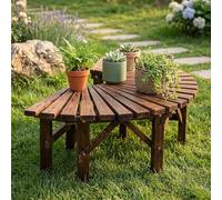 Leaceuv Banc de Tour d'arbre 400kg Support Triangle Banc de Jardin Demi-Circulaire Autour d'arbre en Bois(Semicircle)