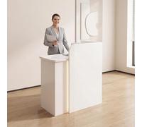 Leaceuv Comptoir Accueil avec LED, Comptoir Caisse Petit, Meuble de Réception, Bureau d'accueil avec Tiroirs Verrouillables, pour Salon de Coiffure, Bureau, Magasin(60X45X100CM)