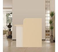 Leaceuv Comptoir Accueil,Comptoir de Caisse,Meuble pour Bureau,Table de Réception avec Lumière et Tiroirs,pour Salon de Coiffure,Bar,Magasin,Spas,Hôtel,Supermarché,Dépanneur(Apricot White,60X45X100cm