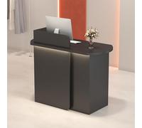 Leaceuv Comptoir d'accueil Moderne avec Éclairage LED, Petit Bureau de Réception avec 2 Tiroirs Verrouillables, Table de Réception pour Salon de Beauté, Boutique, Clinique(Nero,31.5" L (80cm))