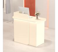 Leaceuv Comptoir d'accueil Moderne avec Éclairage LED, Petit Bureau de Réception avec 2 Tiroirs Verrouillables, Table de Réception pour Salon de Beauté, Boutique, Clinique(Apricot,39.4" L (100cm))