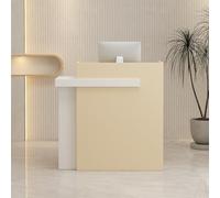 Leaceuv Comptoir de Réception avec Tiroirs Verrouillables, Moderne Comptoir Caisse, Compact Comptoirs Accueil, Petit Bureau d'accueil, pour Salon de Coiffure, Bureau(Apricot White,31.5" L (80cm))