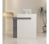 Leaceuv Comptoir de Réception avec Tiroirs Verrouillables, Moderne Comptoir Caisse, Compact Comptoirs Accueil, Petit Bureau d'accueil, pour Salon de Coiffure, Bureau(White Gray,31.5" L (80cm))