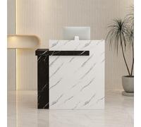 Leaceuv Comptoir de Réception avec Tiroirs Verrouillables, Moderne Comptoir Caisse, Compact Comptoirs Accueil, Petit Bureau d'accueil, pour Salon de Coiffure, Bureau(Black Marble,39.4" L (100cm))