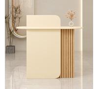 Leaceuv Comptoir de Réception,Table de Réception Moderne avec 2 Tiroirs Verrouillables, Comptoir d'accueil pour Magasin, Boutique, Salon de Beauté et Bureau(Apricot,31.5" L (80cm))