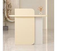 Leaceuv Comptoir de Réception,Table de Réception Moderne avec 2 Tiroirs Verrouillables, Comptoir d'accueil pour Magasin, Boutique, Salon de Beauté et Bureau(Apricot White,31.5" L (80cm))