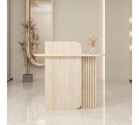 Leaceuv Comptoir de Réception,Table de Réception Moderne avec 2 Tiroirs Verrouillables, Comptoir d'accueil pour Magasin, Boutique, Salon de Beauté et Bureau(Stone Pattern,39.4" L (100cm))