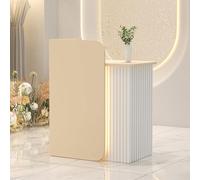 Leaceuv Comptoir Réception avec LED, Comptoir d'accueil, Meuble de Réception Moderne, Compact Bureau de Caisse avec Tiroir à Clé, pour Magasin et Salon de Beauté(Apricot,23.6" L (60cm))