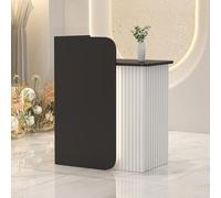 Leaceuv Comptoir Réception avec LED, Comptoir d'accueil, Meuble de Réception Moderne, Compact Bureau de Caisse avec Tiroir à Clé, pour Magasin et Salon de Beauté(Black-White,31.5" L (80cm))