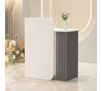 Leaceuv Comptoir Réception avec LED, Comptoir d'accueil, Meuble de Réception Moderne, Compact Bureau de Caisse avec Tiroir à Clé, pour Magasin et Salon de Beauté(White-Gray,47.2" L (120cm))