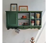 Leaceuv Etagère Murale,Meuble Mural Bois,Etageres Murales Flottantes,Meuble de Rangement Suspendu avec Porte et Étagère Ouverte,Armoire à Pharmacie,pour Salle de Bains,Cuisine,Salon(Green1)