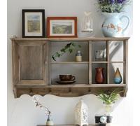 Leaceuv Etagère Murale,Meuble Mural Bois,Etageres Murales Flottantes,Meuble de Rangement Suspendu avec Porte et Étagère Ouverte,Armoire à Pharmacie,pour Salle de Bains,Cuisine,Salon(Old Wood 1)