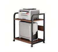 Leaceuv Meuble HiFi 2/3/4 Niveaux,Meuble Imprimante avec roulettes,Meubles Vinyle en Bois et Acier,Support pour Audio/Vidéo,Lecteurs DVD/Boîtes de Câble/Consoles de Jeux(Walnut,2 Tier)